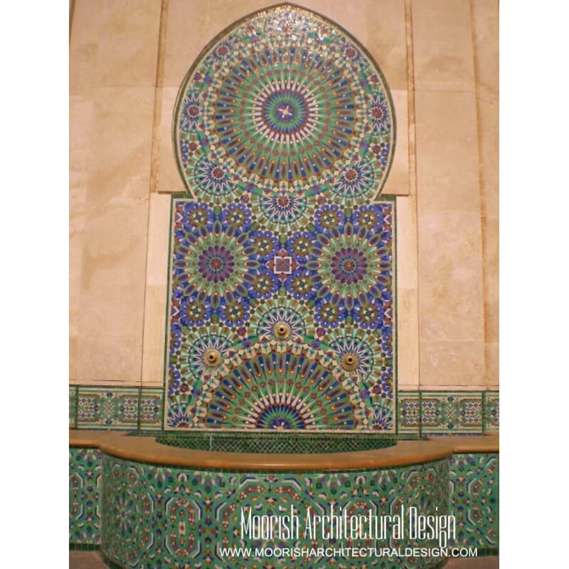 Moroccan tile fountain